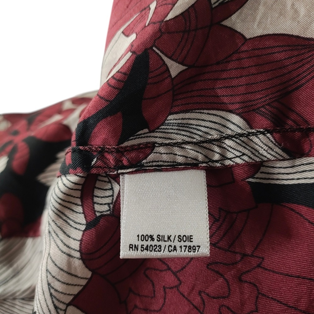 Old Navy Y2K 100% Silk Floral Camisole V-Neck Tank Top Burgundy 2000s Boho Large - Picture 8 of 9